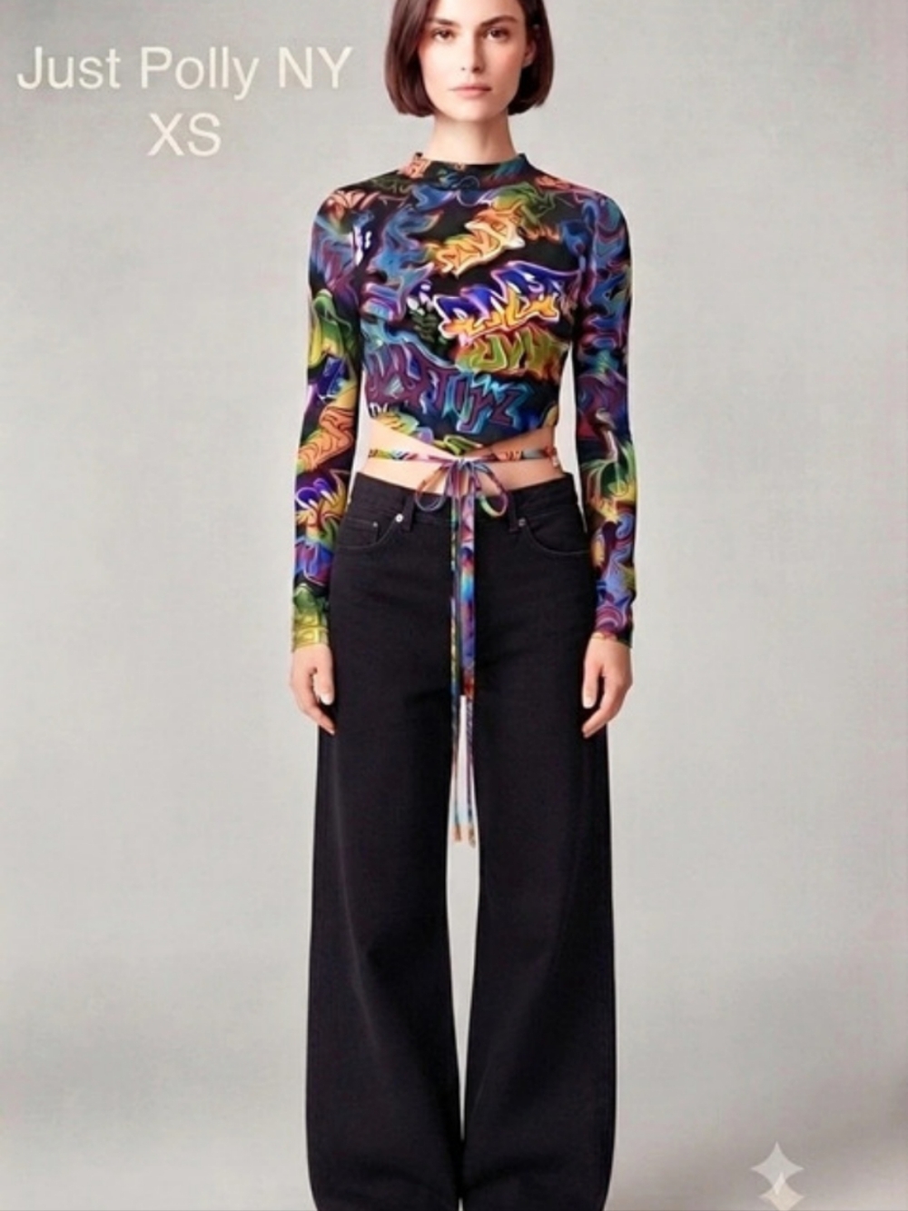 Just Polly NY Graffiti Crop TOP